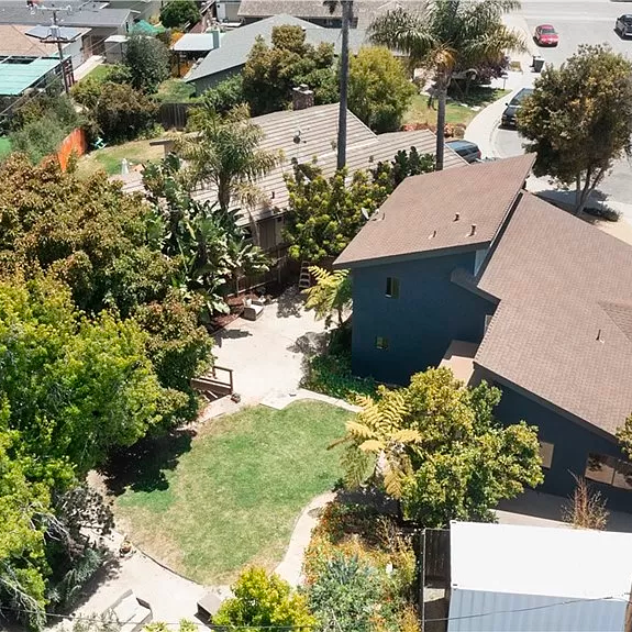 Aerial shot of luxury California residence and garden, highlighting about Cattaneo Real Estate's premium properties.